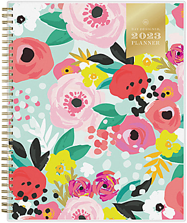 Day Designer Weekly/Monthly Planning Calendar, 8-1/2” x 11”, Secret Garden Mint Frosted, January To December 2023, 140101