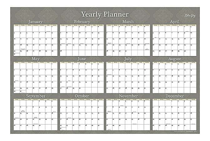 Blue Sky™ Adriana Laminated Monthly Wall Calendar, 36" x 24", January To December 2021, 100032