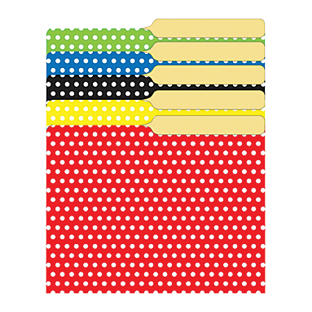 Top Notch Teacher Products Mini File Folders, 4" x 6", Assorted Polka Dots, 6 Packs Of 25