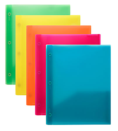 Office Depot® Brand Translucent 2-Pocket Folder With Fasteners, Letter Size, Assorted Colors