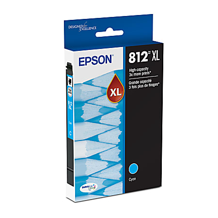 Epson® 812XL DuraBrite® High-Yield Cyan Ink Cartridge, T812XL220-S