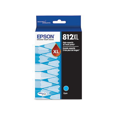 Epson® 812XL DuraBrite® High-Yield Cyan Ink Cartridge,