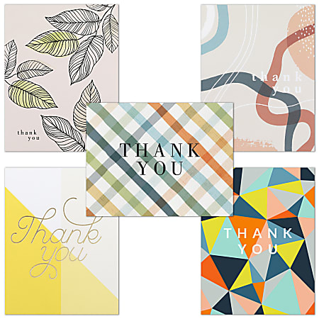 Custom Thank You Card Assortment With Blank Envelopes Unique Designs 5 12 x  4 14 Box Of 20 - Office Depot