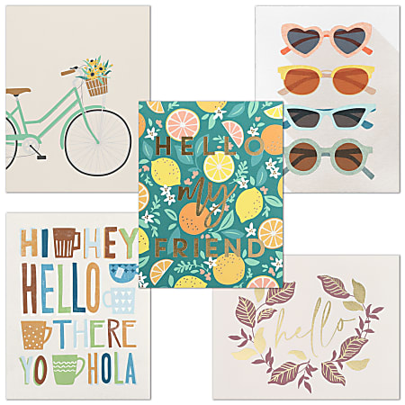 Custom Thank You Card Assortment With Blank Envelopes, Fun Hello, 5-1/2" x 4-1/4", Box Of 20