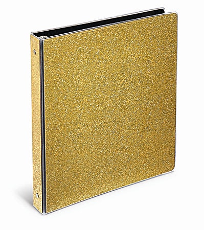 Office Depot® Brand Fashion 3-Ring Binder, 1 1/2" Round Rings, Gold Glitter