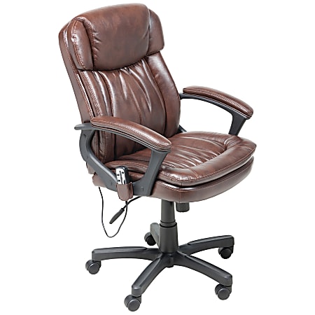 True Innovations High-Back Bonded Leather Massage Chair, 43"H x 25"W x 19 3/4"D, Brown