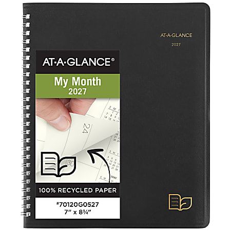 AT-A-GLANCE® 2027 Recycled Monthly Planner, Black, Medium, 7" x 8 3/4"