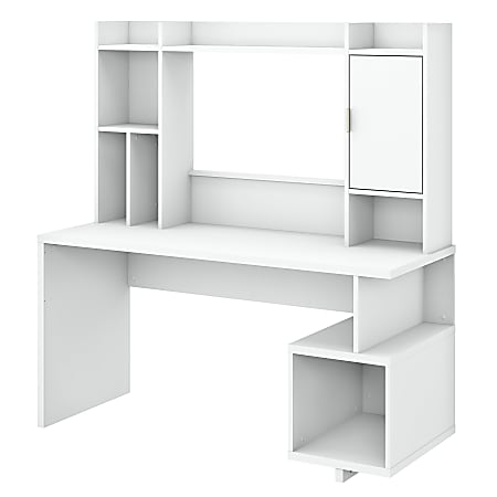 kathy ireland® Home by Bush Furniture Madison Avenue 60"W Writing Desk With Hutch, Pure White, Standard Delivery