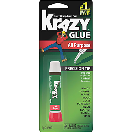 Krazy Glue All-Purpose Super Glue Single-Use Tubes, 0.02 oz, Dries Clear,  6/Pack