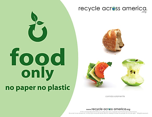 Recycle Across America Food Standardized Recycling Label, FOOD-8511, 8 1/2" x 11", Light Green