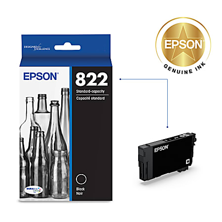 Epson 822 DuraBrite Ultra Black Ink Cartridge T822120 S - Office Depot