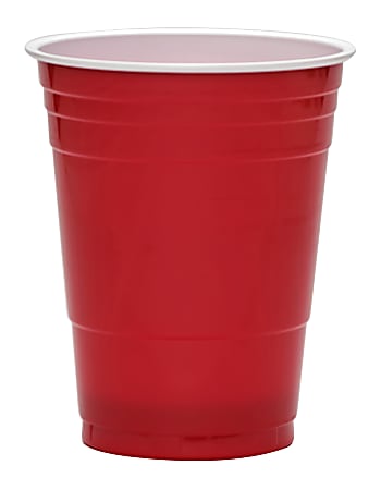 Highmark® Plastic Cups, 16 Oz, Red, Pack Of 50