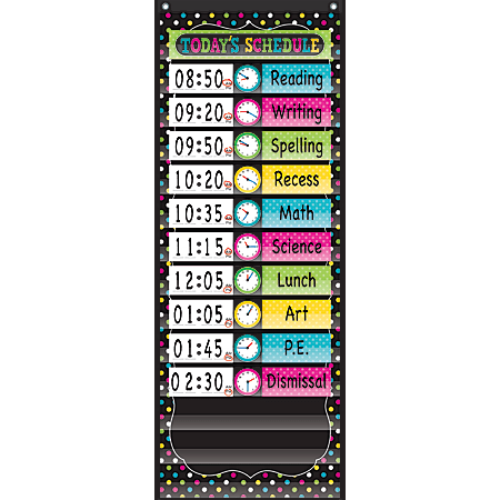 Teacher Created Resources Chalkboard Brights 14-Pocket Daily Schedule Pocket Chart, 13" x 34", Black
