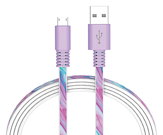 Ativa® Flat USB Type-A-To-Micro USB Type-B Cable, 6', Galaxy, 41525