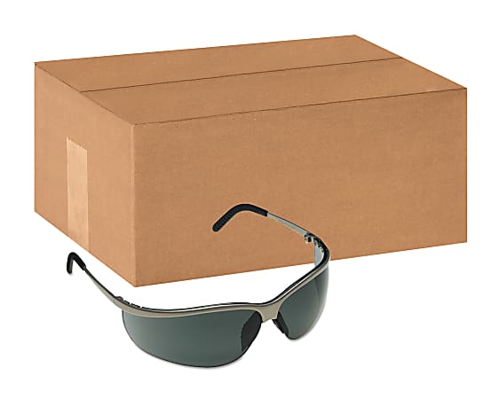 Metaliks Sport Anti-Fog Hard Coat Safety Eyewear, Gray Lens, Brushed Nickel Frame, Case Of 20