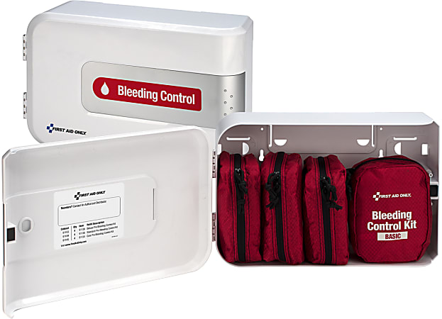 First Aid Only Bleed Control Basic Pro Cabinet, 3-1/2”H x 7”W x 5”D, White