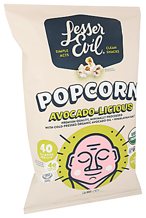 LesserEvil Organic Popcorn, Avocado-Licious, 4.6 Oz, Total Qty 12