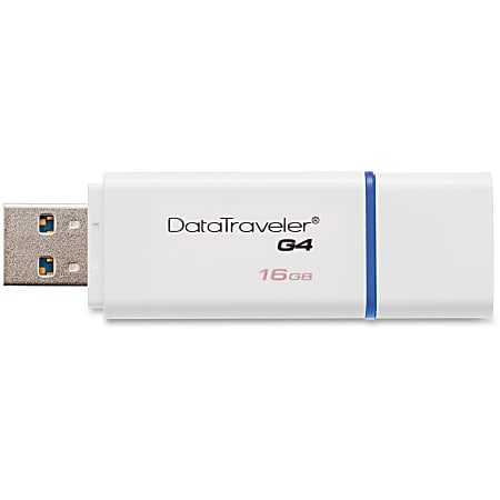 Kingston® DataTraveler® G4 USB 3.0 Flash Drive, 16GB, White/Blue