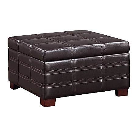 Office Star™ Detour Strap Square Storage Ottoman, Espresso