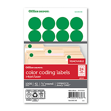 Office Depot Brand Removable Round Color Coding Labels 3585401836 34 ...