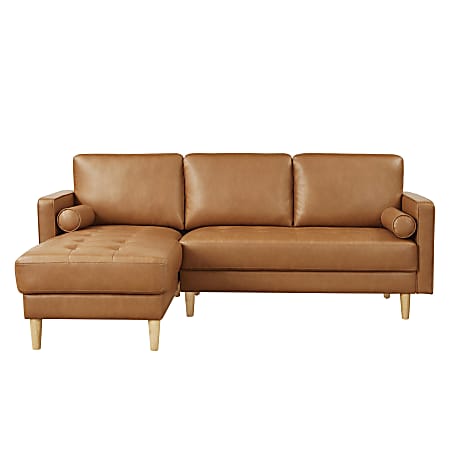 Lifestyle Solutions Lillian Vegan Leather Sectional Sofa, 33-1/2&rdquo;H X 83-1/8&rdquo;W x 60-5/8&rdquo;D, Caramel
