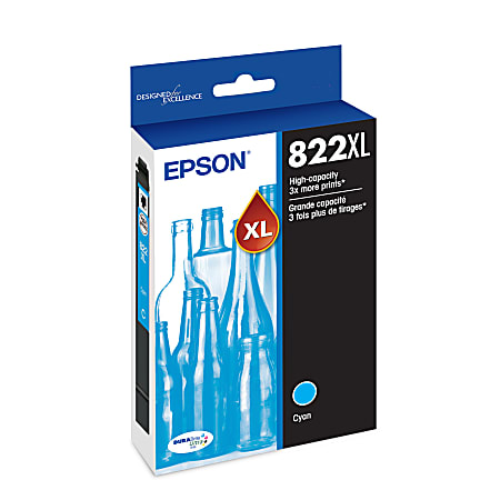 Epson® 822XL DuraBrite® High-Yield Cyan Ink Cartridge, T822XL220-S