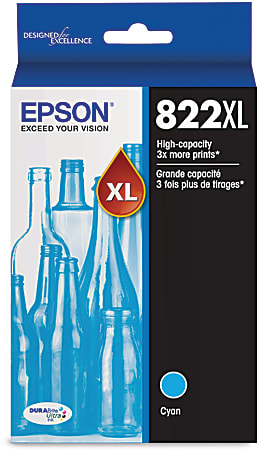 Epson® 822XL DuraBrite® Cyan High-Yield Ink Cartridge, T822XL220-S