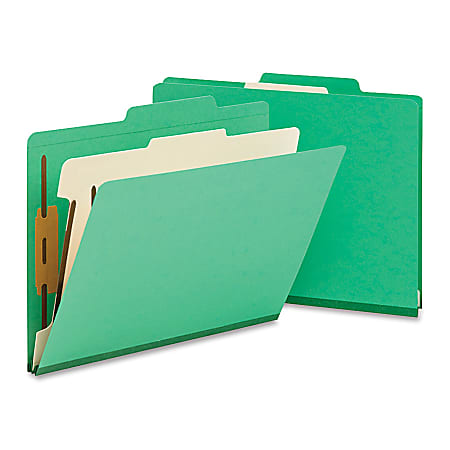 Smead® Top-Tab Color Classification Folders, Letter Size, 2" Expansion, 1 Divider, Green, Box Of 10