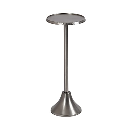Kate and Laurel Sanzo Iron Round Drink Table, 23"H x 9"W x 9"D, Hammered Antique Nickel