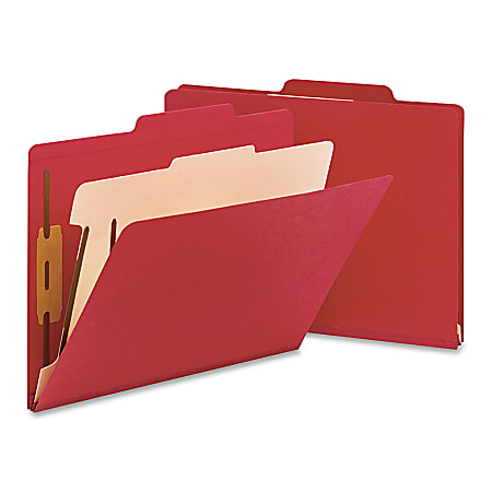 Smead® Top-Tab Color Classification Folders, Letter Size, 2" Expansion, 1 Divider, Red, Box Of 10