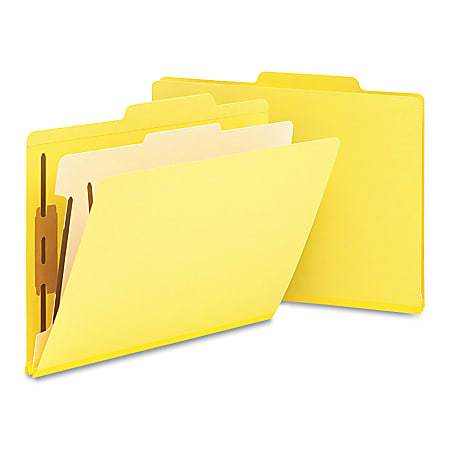 Smead® Top-Tab Color Classification Folders, Letter Size, 2" Expansion, 1 Divider, Yellow, Box Of 10