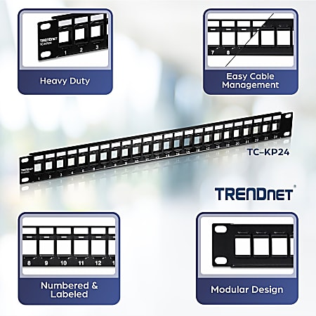 TRENDnet 24 Port Blank Keystone 1U Patch Panel 1U 19 Metal