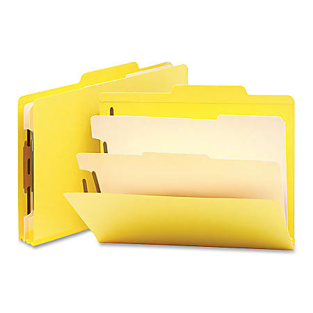 Smead® Top-Tab Color Classification Folders, Letter Size, 2" Expansion, 2 Dividers, Yellow, Box Of 10