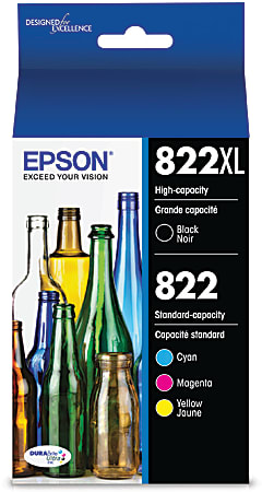 Epson® 822XL/822 High-Yield Black And Cyan, Magenta, Yellow Ink Cartridges, Pack Of 4