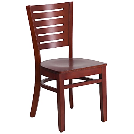 Flash Furniture Slat Back Wood Restaurant Chair, Mahogany Seat/ Mahogany Frame
