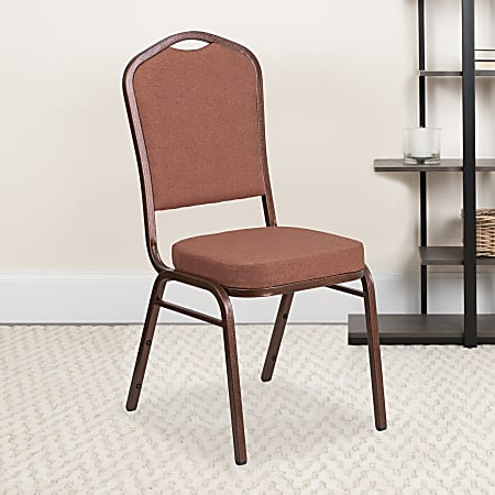 Flash Furniture HERCULES Series Crown Back Stacking Banquet Chair, Brown/Coppervein