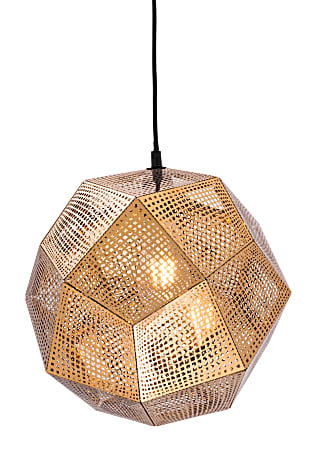Zuo Modern Bald Ceiling Lamp, 13-2/5"W, Gold Shade/Black Base