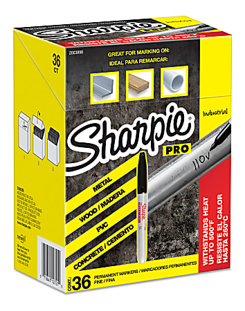 Sharpie Industrial Permanent Markers Fine Tip Black Pack Of 36