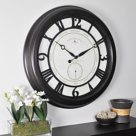 FirsTime® Big Gig Round Wall Clock, 22 1/2", Oil-Rubbed Bronze