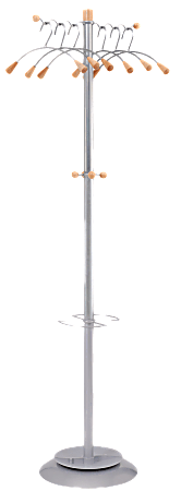 ALBA Umbrella-Shape Tree-Hook Stand, 68 1/2"H x 18 7/8"W x 15"D, Chrome