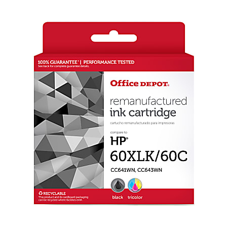 Office Depot® Brand Remanufactured High-Yield Black And Tri-Color Ink Cartridge Replacement For HP 60XL, 60, Pack Of 2, OD60XLK60C