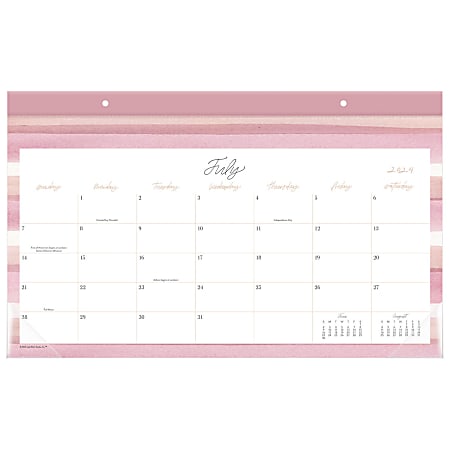 2024-2025 Cambridge® Leah Bisch™ Academic Monthly Desk Pad Calendar, 17-3/4" x 11", Stripe, July 2024 To June 2025, LB32-705A