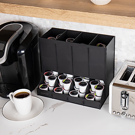 Porte-Gobelets 4 Compartiments En Acrylique Noir - Capacité 80 Tasses - Distributeur Café Bureau - 6