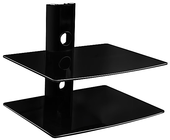 Mount-It! MI-802 Dual Glass Floating Wall Mounted Shelf, 14"H x 17-1/2"W x 14"D, Black