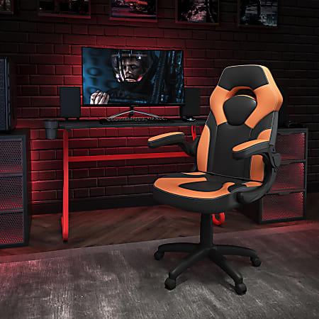Flash Furniture Gaming Desk And Racing Chair Set With Cup Holder And Headphone Hook, Orange