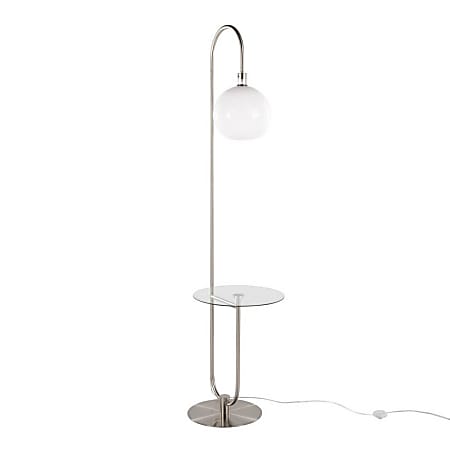 LumiSource Trombone Contemporary/Glam Floor Lamp, 70-1/2"H, Nickel/Clear