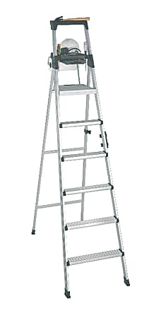 Cosco Lightweight Aluminum Folding Step Ladder With Leg Lock And Handle, 300 Lb, 8'