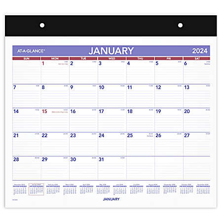 2024 AT-A-GLANCE® Repositionable Horizontal Wall Calendar With