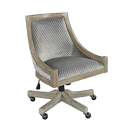 Linon Lula Quilted Fabric Mid-Back Home Office Chair, Gray/Gray Wash