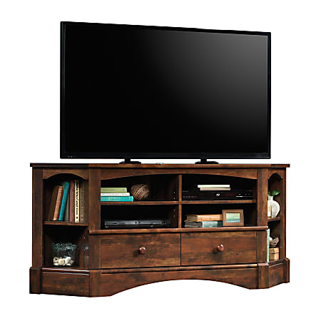 Sauder® Harbor View Corner Entertainment Credenza, 27-3/8"H x 61-3/8"W x 19-1/8"D, Curado Cherry